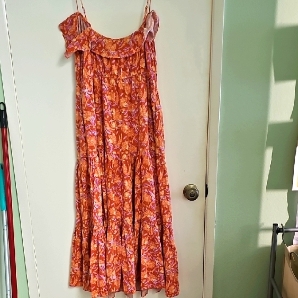 J. Crew Orange and Purple Floral Dress Size Medium. Brand New, No Tags